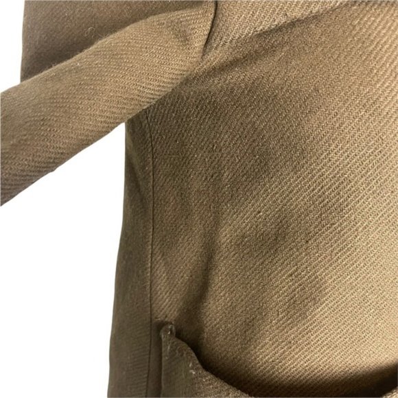 ZARA Women's Brown Pea Coat Full Zip Front Buckle Detail Faux Fur Hood Size XS - Picture 7 of 12